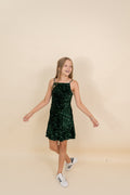 Hailee Dress in Green Sequin by Miss Behave