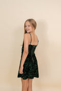 Hailee Dress in Green Sequin by Miss Behave