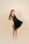 Harper Dress in Black Sequin by Miss Behave