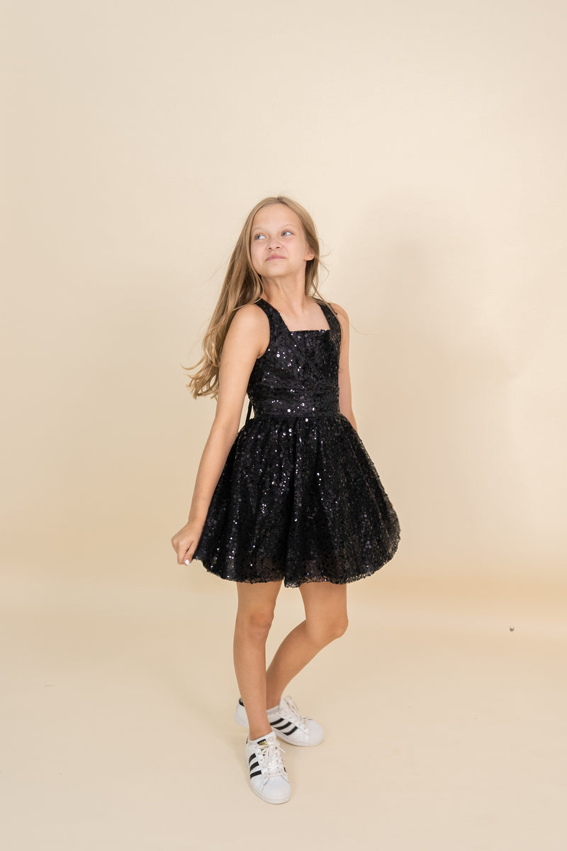 Harper Dress in Black Sequin by Miss Behave