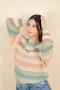 Multi Color Stripe Loose Fit Sweater - 2 colors