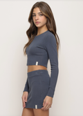 Rib Long Sleeve Crop Top by Kaveah