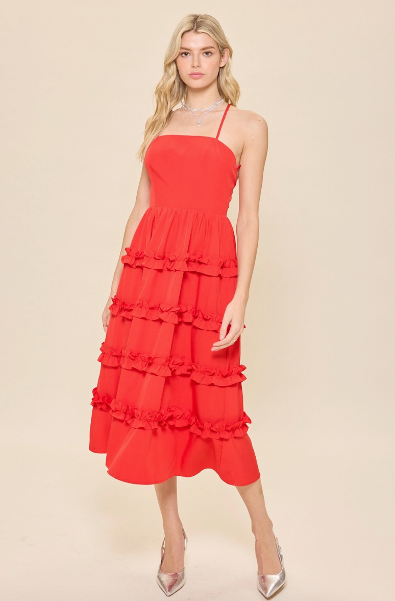 Ellie Ruffled Midi Dress