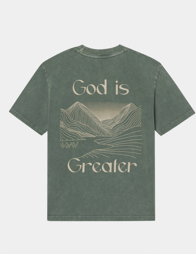 God is Greater Tee by Elevated Faith