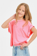 Tween Overlap Open Back Reverse Stitched Top