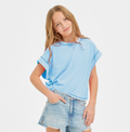 Tween Overlap Open Back Reverse Stitched Top