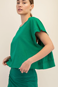 Oversized Cotton Slub Open Back Top