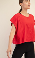 Oversized Cotton Slub Open Back Top
