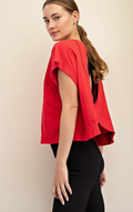 Oversized Cotton Slub Open Back Top