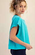 Oversized Cotton Slub Open Back Top