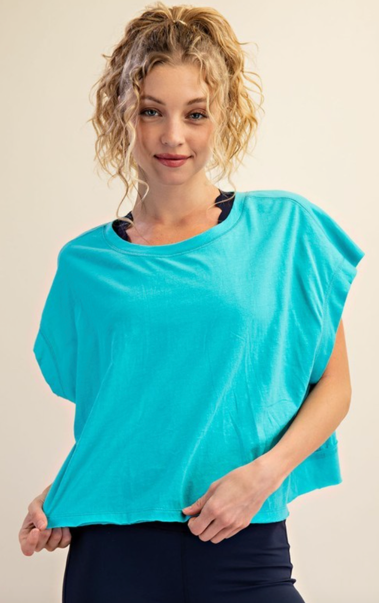 Oversized Cotton Slub Open Back Top