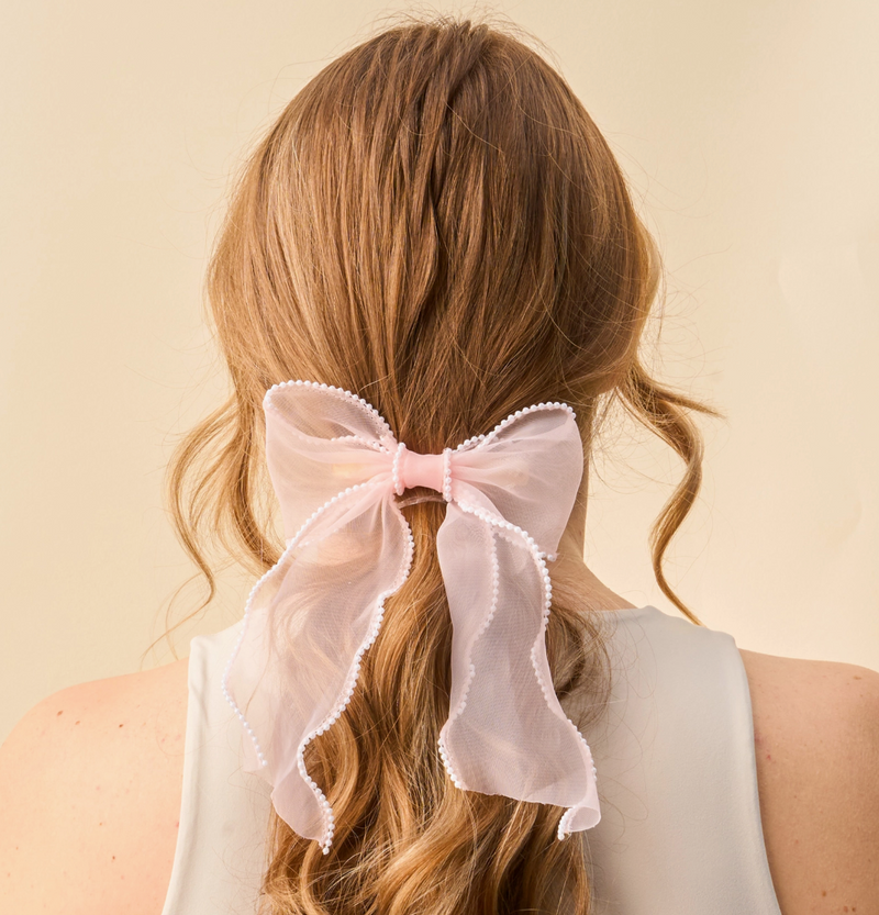 Sheer Pearl Hair Bow