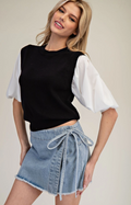 Denim Wrap Tie Waist Skort