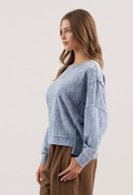 Isabella Washed Extended Shoulder Knit Top