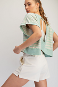 Striped French Terry Open Back Top