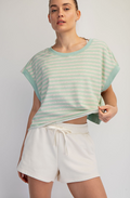 Striped French Terry Open Back Top