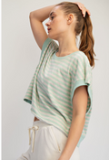 Striped French Terry Open Back Top
