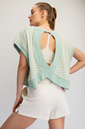 Striped French Terry Open Back Top