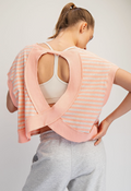 Striped French Terry Open Back Top