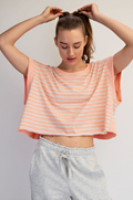 Striped French Terry Open Back Top