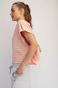 Striped French Terry Open Back Top