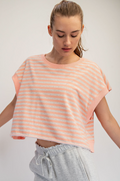 Striped French Terry Open Back Top