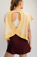 Striped French Terry Open Back Top