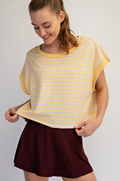 Striped French Terry Open Back Top