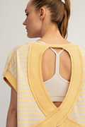 Striped French Terry Open Back Top