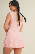 Chrissy Tie Front Wrap Dress in Pink Gingham