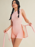 Chrissy Tie Front Wrap Dress in Pink Gingham