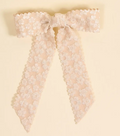 Floral Scallop Hair Bow in Champagne