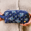 Essentials Quilted Cosmetic Pouch in Endless Daydream Navy