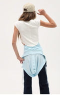 Rib Exposed Cap Sleeve Tee by TENLY