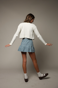 Poplin Panel-Front Ruffle Mini Skirt by TENLY