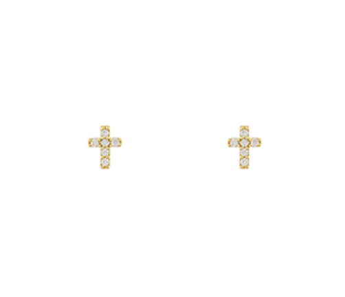 Pave CZ Cross Studs