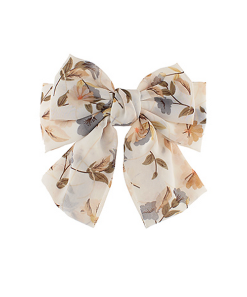 Floral Print Double Bow Barrette