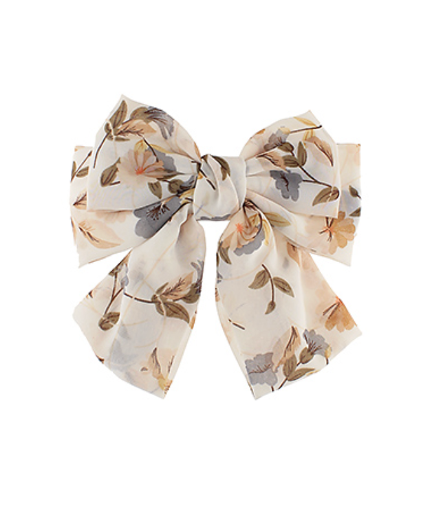 Floral Print Double Bow Barrette