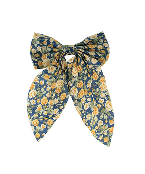 Flower Print Bow Hair Barrette