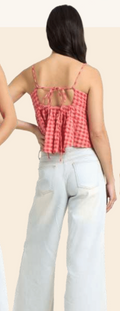 Red Gingham Flowy Top by Vintage Havana