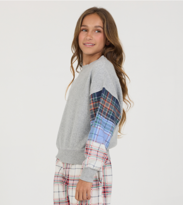 Triple Plaid Crewneck by Vintage Havana