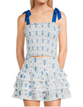 Juniors Sunny Tie Top in Santorini Stripe Floral by Katie J NYC