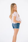 Girls Meena Top in Pink Cottage Stripe by Katie J NYC
