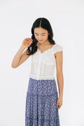Girls Poppy Skirt in Blue Blossom by Katie J NYC