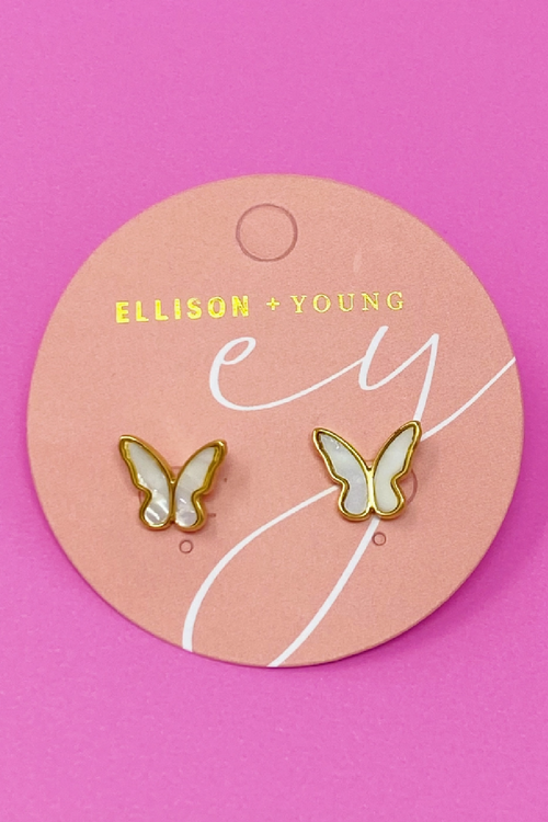 Golden Shell Butterfly Earrings