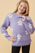 Charity Flower Distressed Sweater