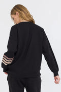 Stripe Burnout Crewneck in Black by Vintage Havana