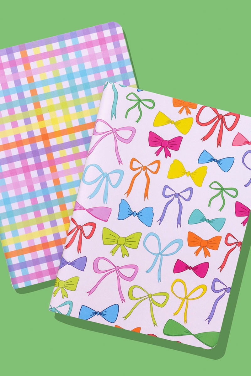 Colorful Bows and Colorful Gingham 2pc Notebook Set