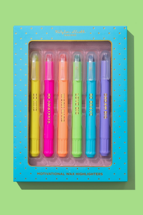 6 pc Motivational Wax Highlighter Set