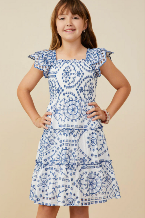 Nadia Eyelet Ruffle Dress